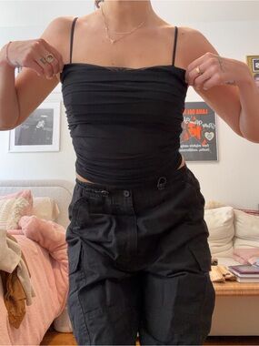 Aritzia Black Ruched Spaghetti Strap Tube Top